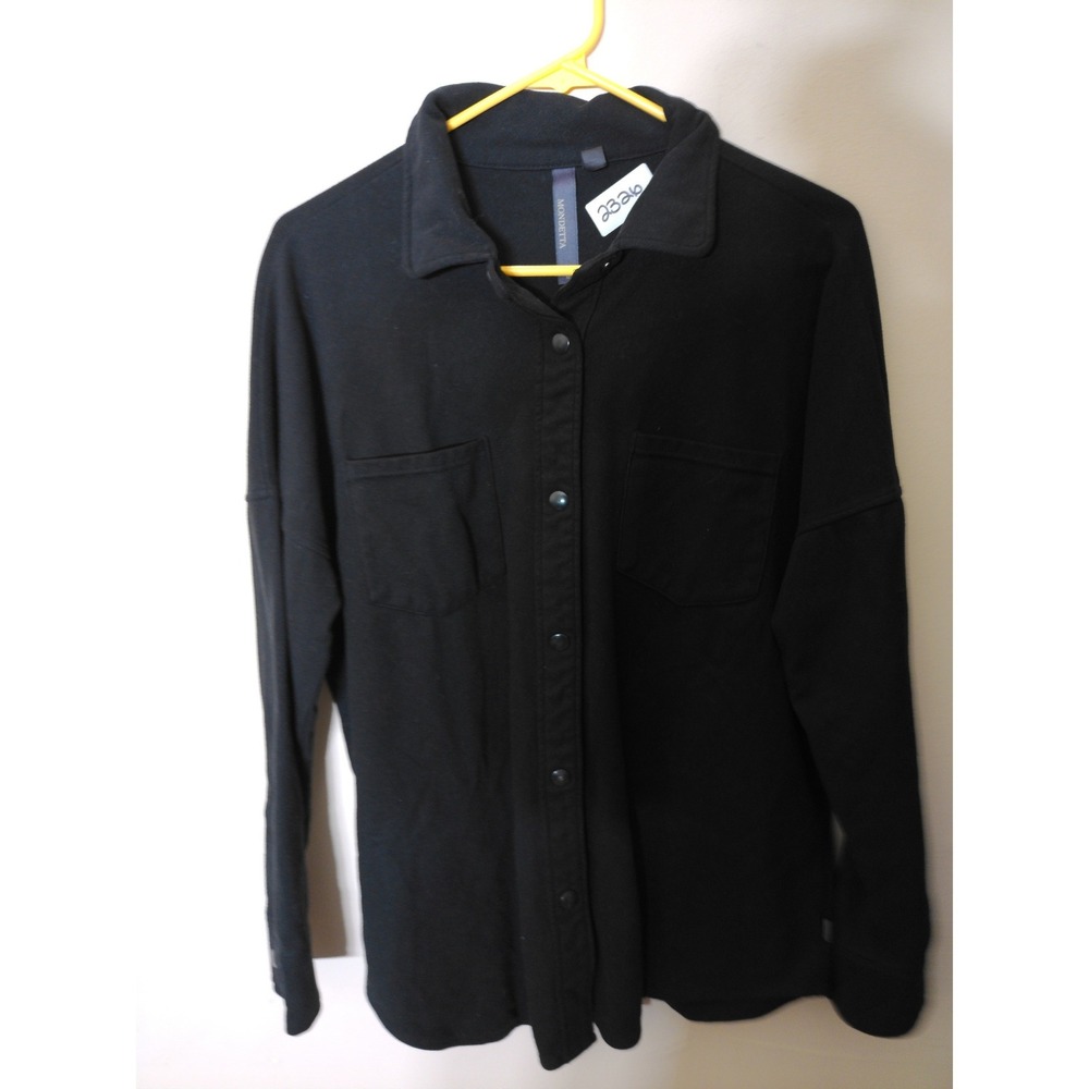 Mondetta Shirt Jacket Women M Black Brushed Utility Snap Front Shacket
